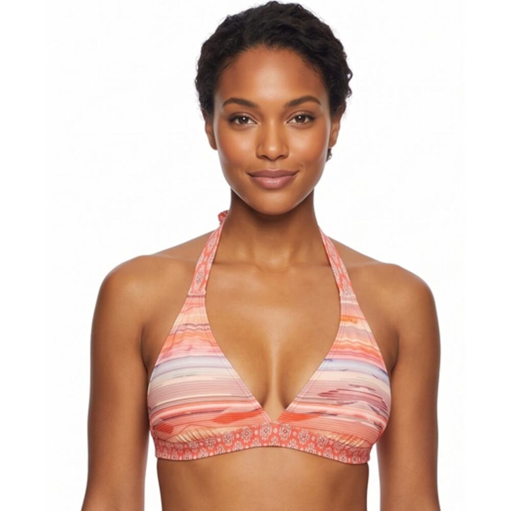 Prana Women's Halter One-Piece Swimsuit - Coral and Pink Stripe